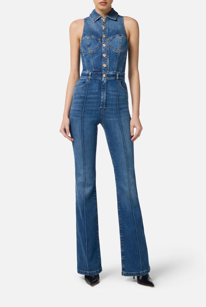 Denim Sleeveless Jumpsuit - Elisabetta Franchi