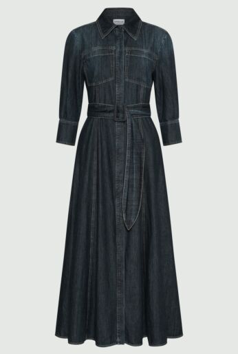 Shirt Collar Long Denim Dress