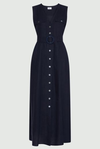 Sleeveless Button-Down Linen Dress