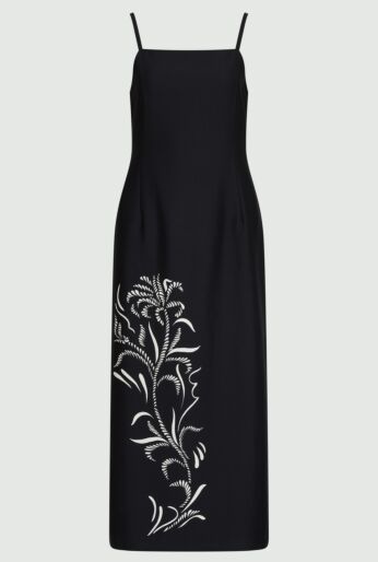 Satin Midi Dress With Botanical Print