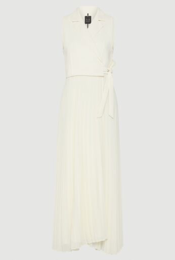 Crepe Pleated Wrap Dress