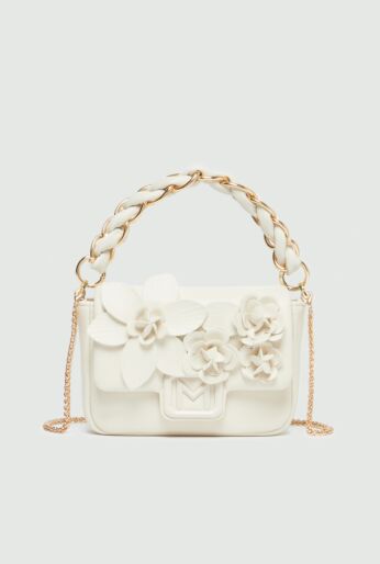 Floral Embellished Synthetic Leather Bag