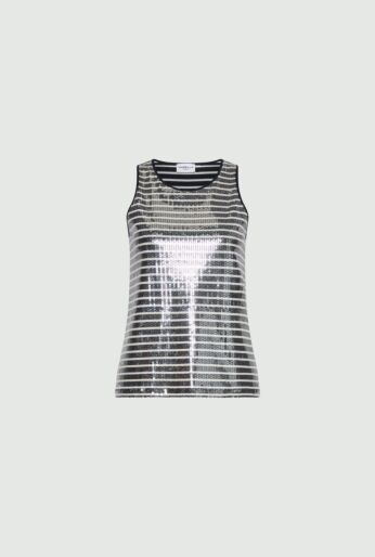 Cotton Tank Top With Sequin Embroidery