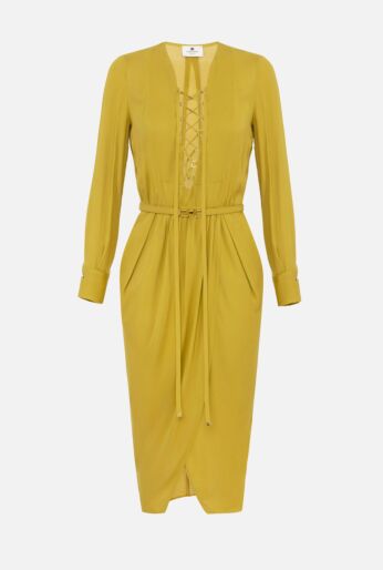 Long-Sleeve Midi Dress with Slit