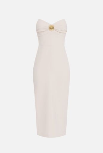 Flowing Crêpe Sheath Dress with Macro Bow