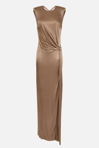 Draped Shoulder Jersey Gown