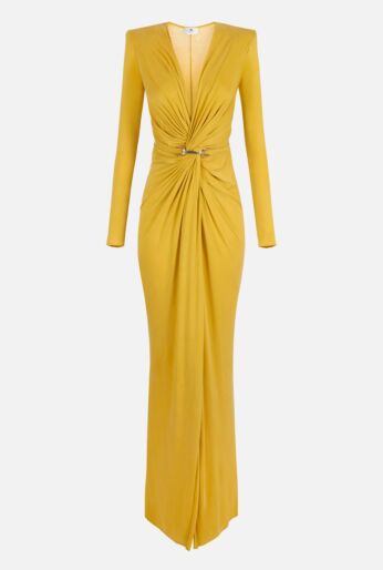 Plunging Draped Jersey Gown