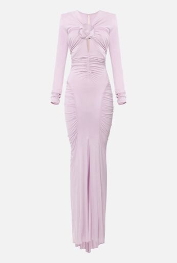 Evening Dress in Cupro Jersey with Gathers