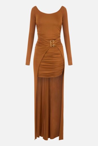 Jersey Mini Dress with Floor-Length Train
