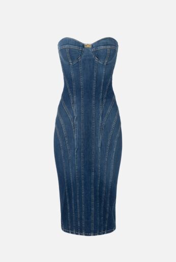 Strapless Sculpted Denim Dress