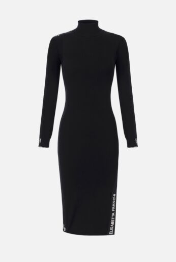 High-Neck Logo Detail Bodycon Dress