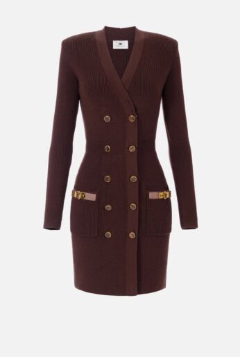 Double-Breasted Knit Blazer Dress