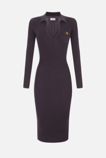 Ribbed Knit Mid Dress 