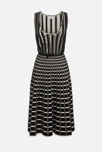 Viscose Midi Dress with Micro-Ruffles