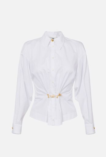 Cinched Waist White Shirt
