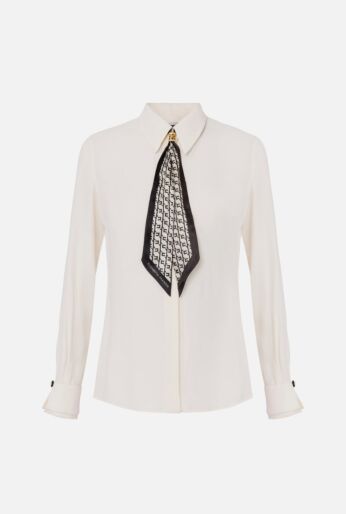 Monogram Scarf-Neck Blouse