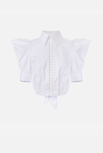 Puffed Sleeve Shirt with Corset Detail