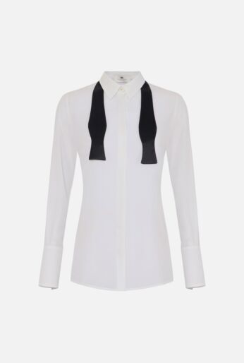 Silk Georgette Shirt with Ribbon 