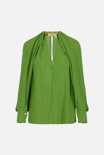 Draped High-Neck Blouse