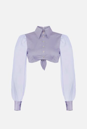 Voluminous Georgette Sleeve Crop Shirt