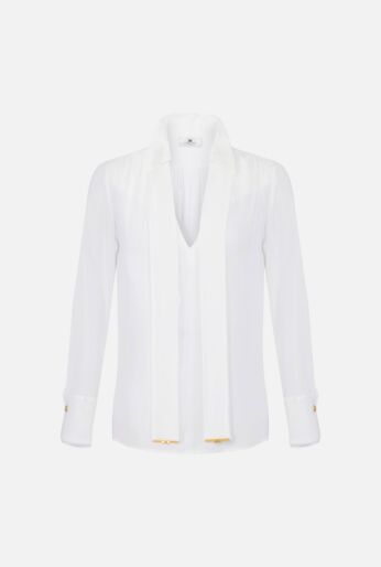 Tie-Neck Sheer Blouse