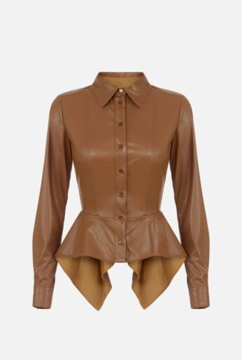 Light Eco Leather Peplum Shirt