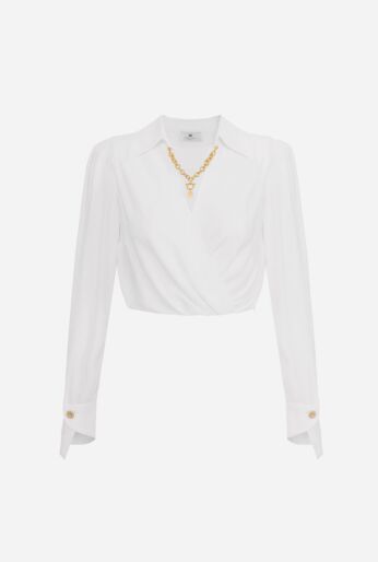 Blouse in georgette fabric with jewel detail