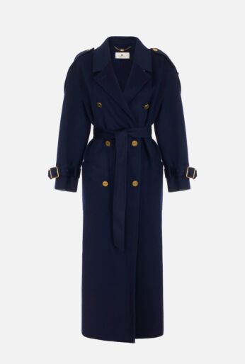 Floor-length trench coat in wool