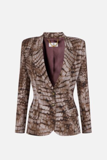 Textured Crepe Longline Tailored Blazer