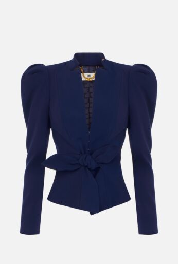 Light Crepe Peplum Jacket with Bow Waist