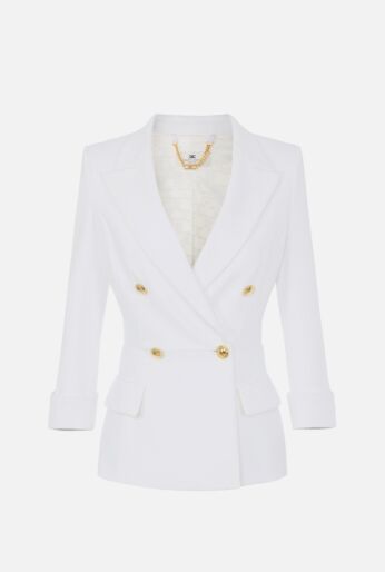 Cropped blazer in double crepe