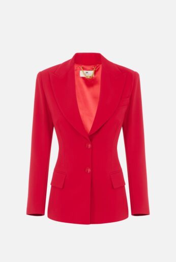 Light Crepe Single-Breasted Blazer with Lace-Up Back
