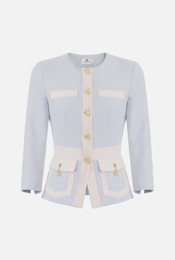 Two-Tone Tailored Jacket in Double Crepe