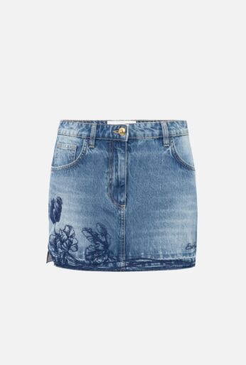Embroidered Denim Mini Skirt