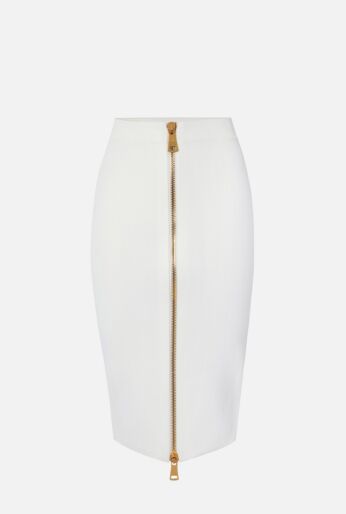 Knit Pencil Skirt with Full-Length Gold Zip