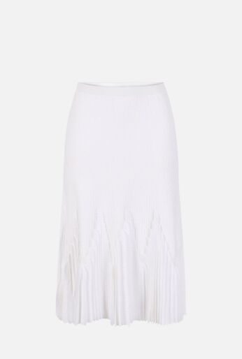 Blend Knit Midi Skirt with Pleated Flounce Hem