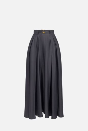 Circle Skirt in Satin Fabric with Belt