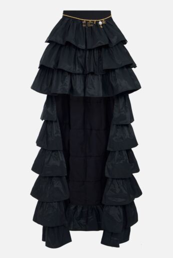 Lightweight Sheer Fabric Tiered High-Low Skirt