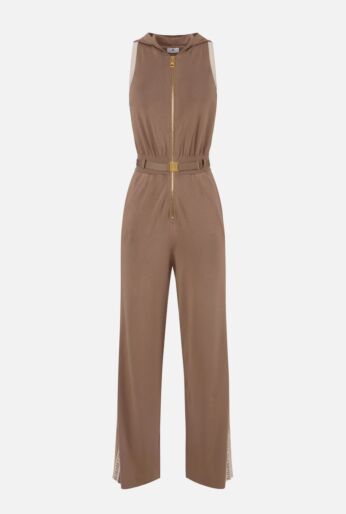 Sleeveless Knitted Jumpsuit with Belt