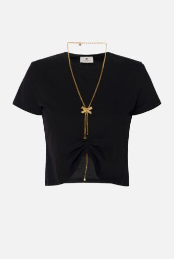 Twisted Front T-Shirt with Chain 