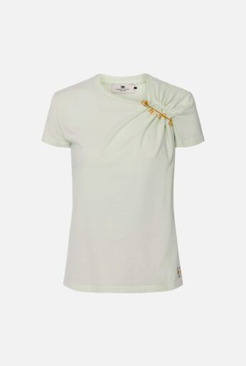 Jersey T-Shirt with Jewelled Brooch