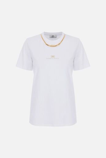 Short Sleeve Cotton T-Shirt with Chain