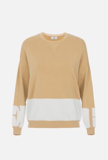 Colorblock Knit Sweater with Logo Detail