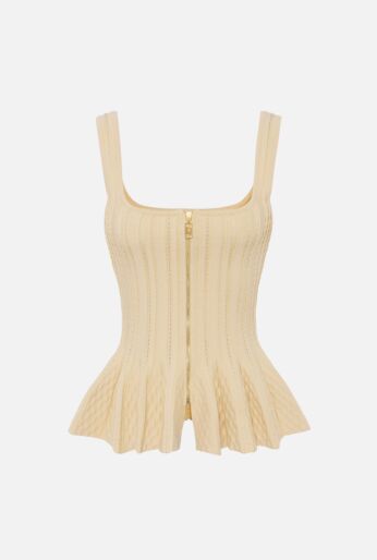 Pleated Knit Top with Peplum