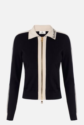 Zipped Knitted Polo Cardigan