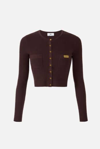 Ribbed Knit Button-Front Cardigan