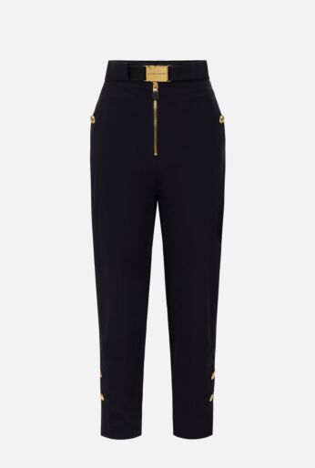 High-Waisted Tapered Pants with Belt