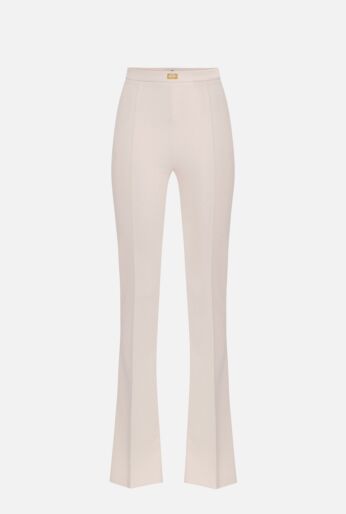 Crêpe Bell-Bottom Trousers with Logo Plaque