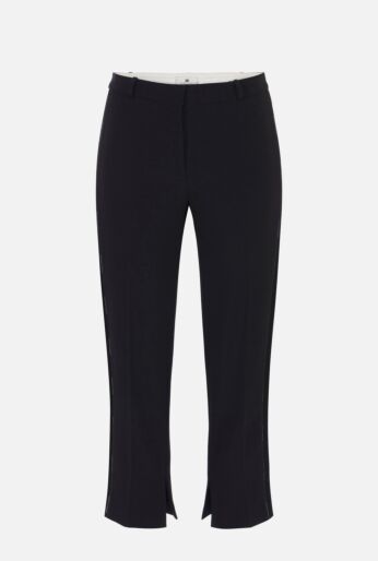 Cropped Crepe Trousers with Side Detail