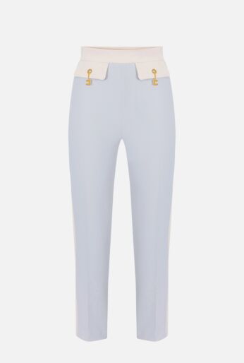 High-Waisted Slim Pants with Contrast Waistband